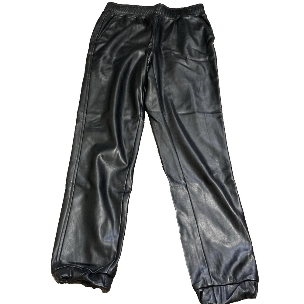 BB Dakota Steve Madden Faux Leather Jogger Pants‎ Womens S Black Vegan Leather
